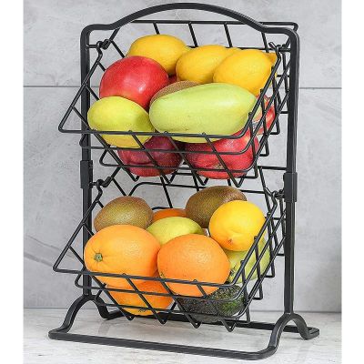 Decorelax 2 Tier Fruit and Vegetable Basket, Black - Decorelax