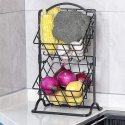 Decorelax 2 Tier Fruit and Vegetable Basket, Black - 2