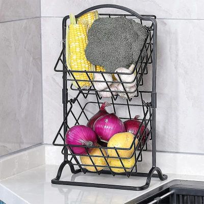 Decorelax 2 Tier Fruit and Vegetable Basket, Black - Decorelax