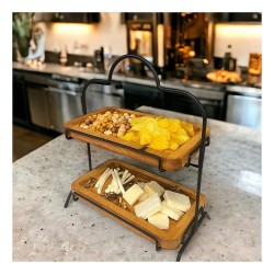 Decorelax 2-ярусная деревянная подставка с металлическими ножками, 15x27 см - 2