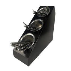 Decorelax 3 Compartment Cutlery Sugar Straw Stand, Black - 2