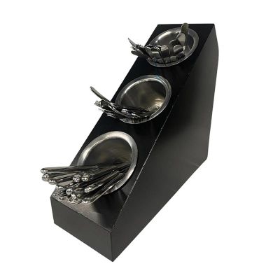 Decorelax 3 Compartment Cutlery Sugar Straw Stand, Black - Decorelax