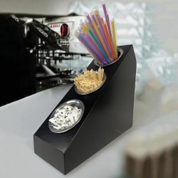 Decorelax 3 Compartment Cutlery Sugar Straw Stand, Black - 5