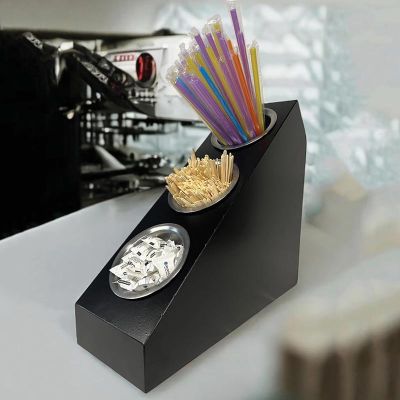 Decorelax 3 Gözlü Çatal Kaşık Şeker Pipet Standı, Siyah - 5