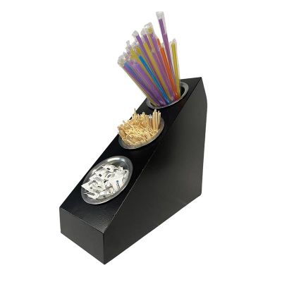 Decorelax 3 Gözlü Çatal Kaşık Şeker Pipet Standı, Siyah - Decorelax