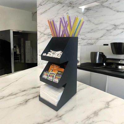Decorelax 3 Katlı 5 Bölmeli Metal Pipet & Peçetelik & Şekerlik Organizer, Siyah - 6