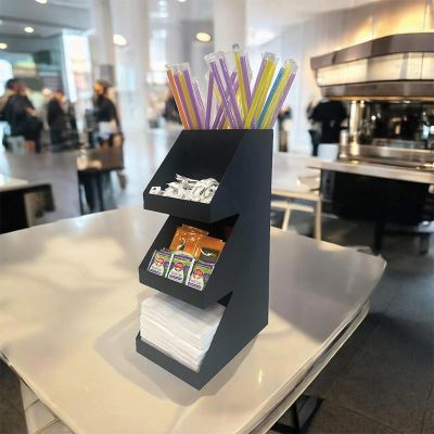 Decorelax 3 Katlı 5 Bölmeli Metal Pipet & Peçetelik & Şekerlik Organizer, Siyah - 7