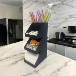 Decorelax 3 طبقات من 5 حجرات معدنية لحمل القش والمناديل ووعاء السكر، أسود - 6