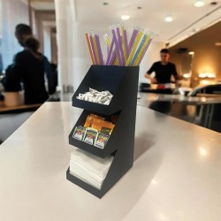 Decorelax 3 طبقات من 5 حجرات معدنية لحمل القش والمناديل ووعاء السكر، أسود - 9