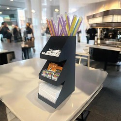 Decorelax 3-Tier 5 Compartment Metal Straw & Napkin Holder & Sugar Bowl Organiser, Black - 7