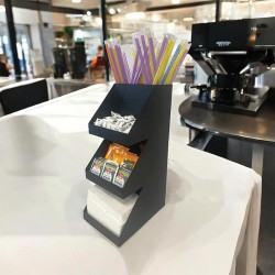 Decorelax 3-Tier 5 Compartment Metal Straw & Napkin Holder & Sugar Bowl Organiser, Black - 8