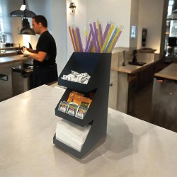 Decorelax 3-ярусный 5 отделений металлический держатель для соломинок и салфеток и органайзер для сахарницы, черный - 3