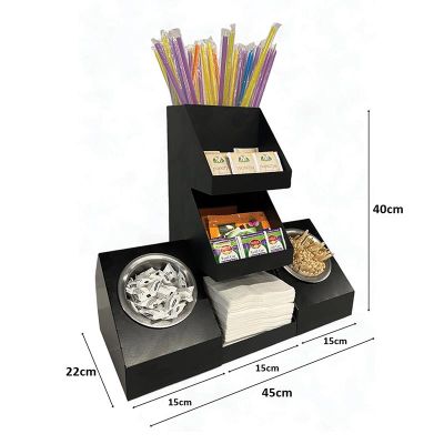 Decorelax 7 Bölmeli Pipet Çay Şeker Karıştırıcı Peçete Standı, Siyah - 5