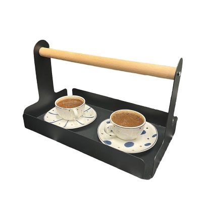 Decorelax Ahşap Saplı Dekoratif Sunum Tepsi, 30x17 cm, Siyah - 1
