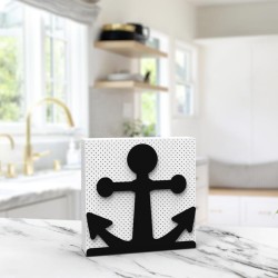 Decorelax Anchor Themed Metal Napkin Holder, Black - 3