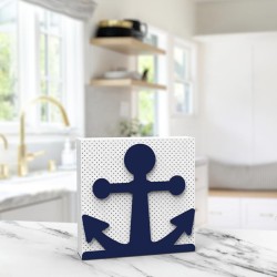 Decorelax Anchor Themed Metal Napkin Holder, Blue - 3