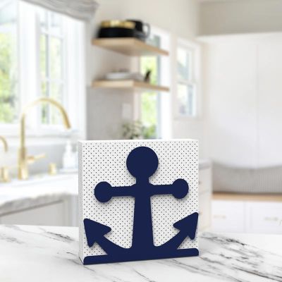 Decorelax Anchor Themed Metal Napkin Holder, Blue - Decorelax