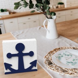 Decorelax Anchor Themed Metal Napkin Holder, Blue - 6