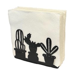Decorelax Cactus Themed Metal Napkin Holder, Black - 1
