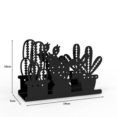 Decorelax Cactus Themed Metal Napkin Holder, Black - Decorelax