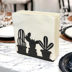 Decorelax Cactus Themed Metal Napkin Holder, Black - 5