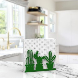 Decorelax Cactus Themed Metal Napkin Holder, Green - 3