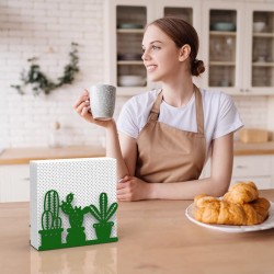Decorelax Cactus Themed Metal Napkin Holder, Green - 5