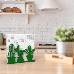 Decorelax Cactus Themed Metal Napkin Holder, Green - 6