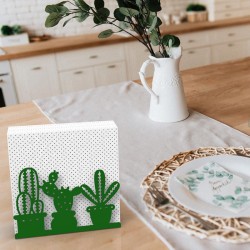Decorelax Cactus Themed Metal Napkin Holder, Green - 8