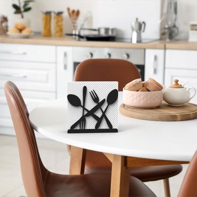 Decorelax Çatal Kaşık Bıçak Temalı Peçetelik, Siyah - 4