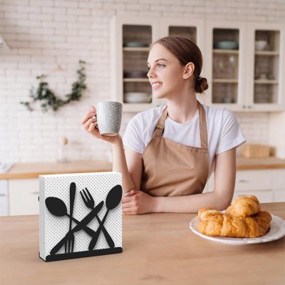 Decorelax Çatal Kaşık Bıçak Temalı Peçetelik, Siyah - 5