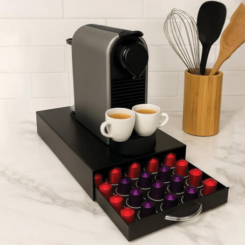 Decorelax Çekmeceli 5 Bölmeli Kapsül Kahve Standı, Siyah - Decorelax (1)