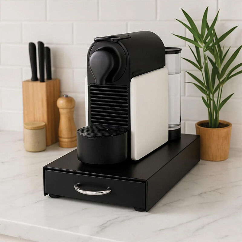 Decorelax Çekmeceli 5 Bölmeli Kapsül Kahve Standı, Siyah - Decorelax