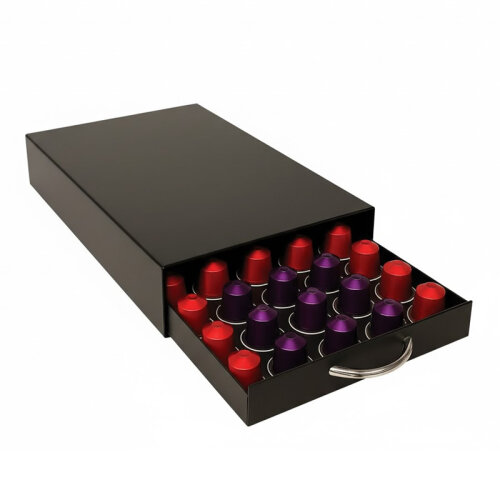 Decorelax Çekmeceli 5 Bölmeli Kapsül Kahve Standı, Siyah - 1