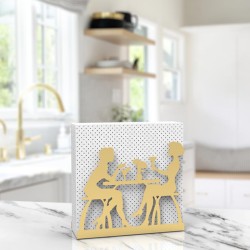Decorelax Conversation Themed Metal Napkin Holder, Gold - 3