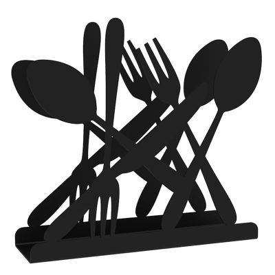 Decorelax Cutlery Themed Napkin Holder, Black - Decorelax