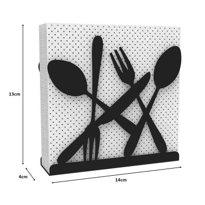 Decorelax Cutlery Themed Napkin Holder, Black - Decorelax