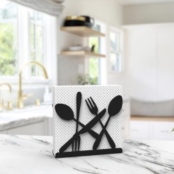 Decorelax Cutlery Themed Napkin Holder, Black - 3