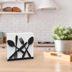 Decorelax Cutlery Themed Napkin Holder, Black - 6