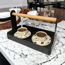 Decorelax Decorative Presentation Tray with Wooden Handle, 30x17 cm, Black - Decorelax (1)