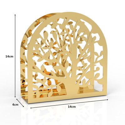 Decorelax Hayat Ağacı Temalı Metal Peçetelik, Gold - 1