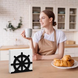 Decorelax حامل مناديل معدني بنقشة خوذة، أسود - 5