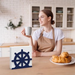 Decorelax Helm Themed Metal Napkin Holder, Blue - 5