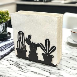 Decorelax Kaktüs Temalı Metal Peçetelik, Siyah - 3