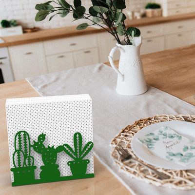 Decorelax Kaktüs Temalı Metal Peçetelik, Yeşil - 8