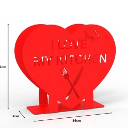 Decorelax Metal Heart Themed Napkin Holder, Red - 2