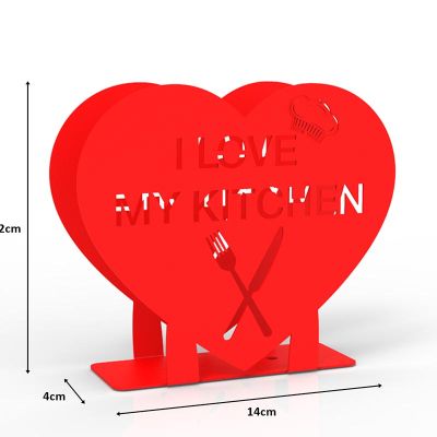Decorelax Metal Heart Themed Napkin Holder, Red - Decorelax