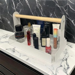 Decorelax Металлический сервировочный поднос с деревянной ручкой, 30x17 см, белый - 6