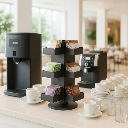 Decorelax Model-1 Döner 12 Bölmeli Poşet Çay Standı, 19x19x26 cm, Siyah - 5