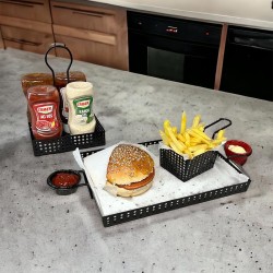 Decorelax Model-1 Metal Hamburger Presentation Tray, Black - 3